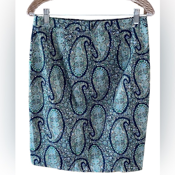 NWT J. Crew Paisley Cotton Stretch Sateen Pencil Skirt Size 6 - Picture 5 of 13